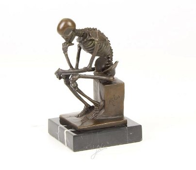 bronzen beeld van het skelet DENKER-brons -sklet-deco - 0