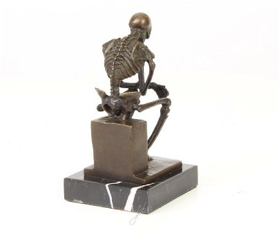 bronzen beeld van het skelet DENKER-brons -sklet-deco - 2