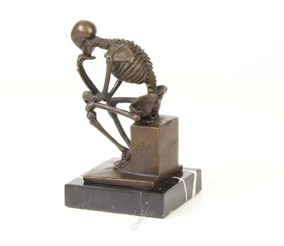 bronzen beeld van het skelet DENKER-brons -sklet-deco - 1