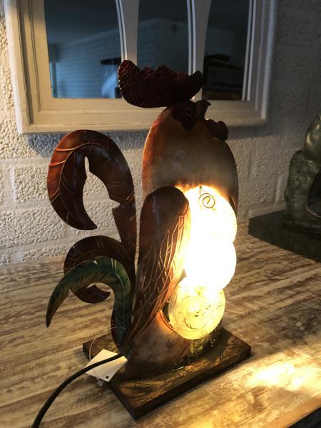 Lamp met haan, decoratief, metaal, mooie lamp, sierlijk. - Afbeelding 4