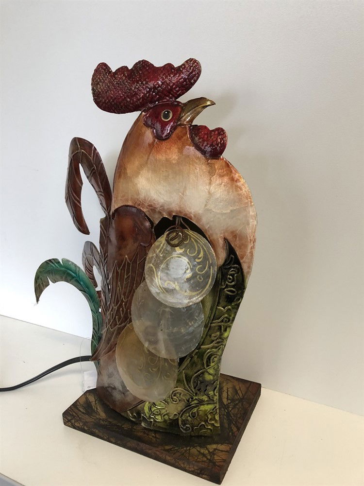 Lamp met haan, decoratief, metaal, mooie lamp, sierlijk. - Afbeelding 5