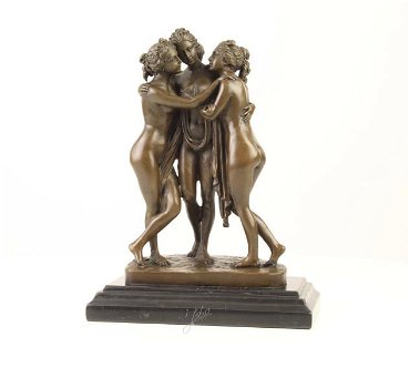 Bronzen beeld van Drie Gratiën drie zusters-brons -zus - 1