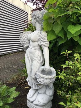 Prachtig wit stenen beeld- staande dame-bloemmanden - 5
