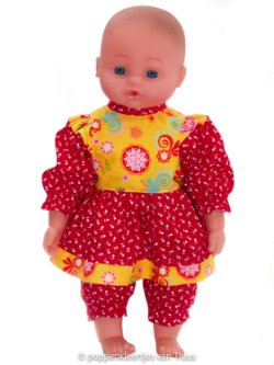 Hema pop 40 cm Setje rood/geel/bloemetjes