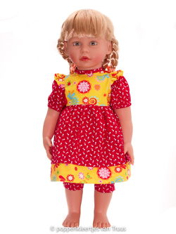 Zapf pop Emma 50 cm Setje rood/geel/bloemetjes