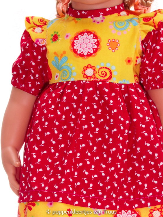 Zapf pop Emma 50 cm Setje rood/geel/bloemetjes - Afbeelding 2
