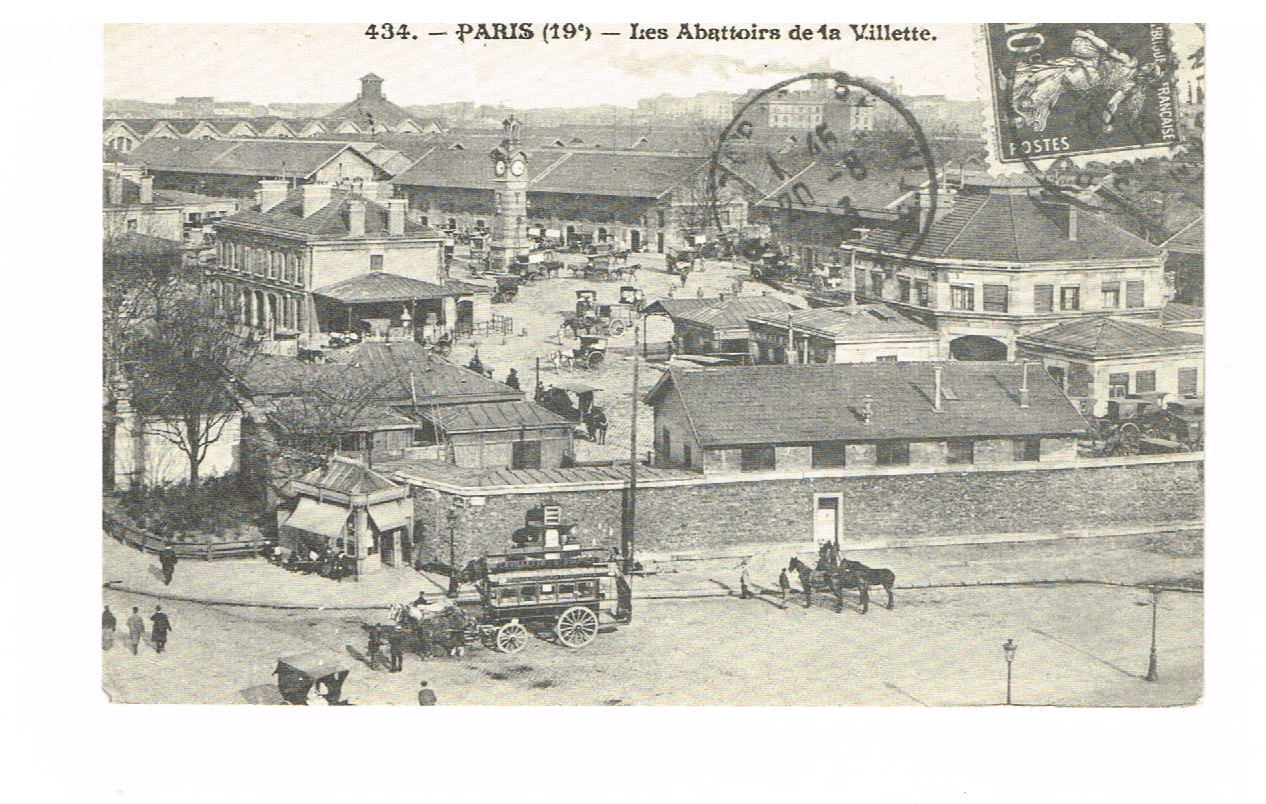 434 parijs begin 1900 les abattoirs de la vilette stempel 1946 ng reproduktie (fr 7)