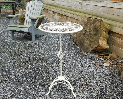 Tafel van smeedijzer, creme wit -tuin tafel -ijzer-tuin deco - 4