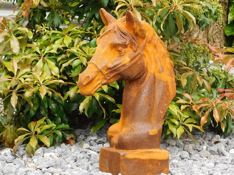 paardenhoofd, gietijzer -paard - tuin decoratie -beeld - 0