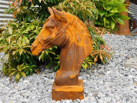 paardenhoofd, gietijzer -paard - tuin decoratie -beeld - 4