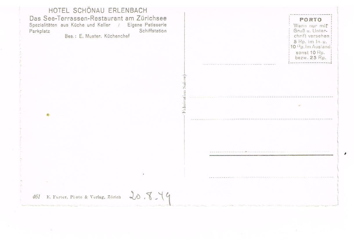 461 hotel schonau erlenbach zwitserland ng jaren 50 (fr 12) - Afbeelding 2
