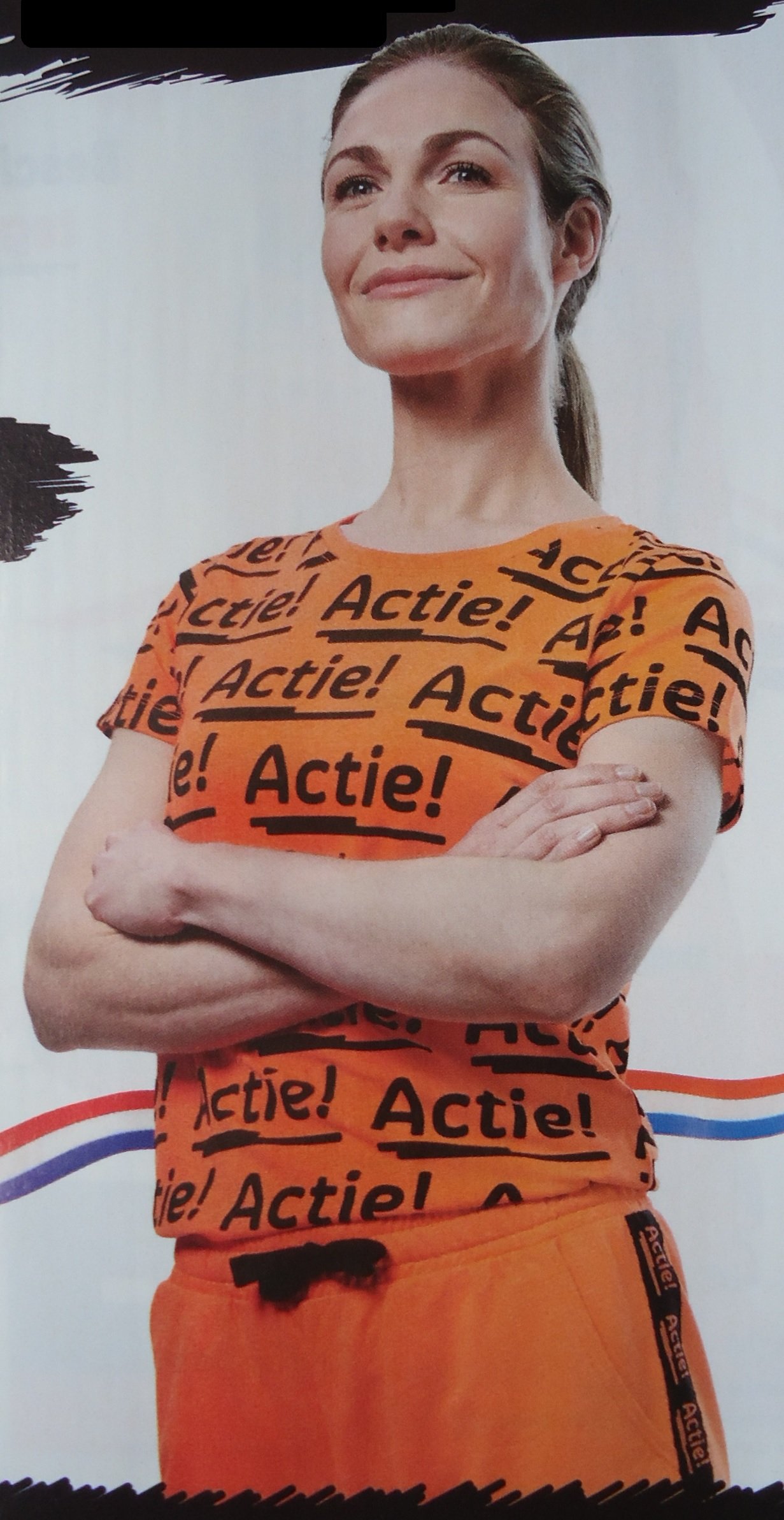Nieuw oranje dames T-shirt met all over print (maat: XL). - nr. 1