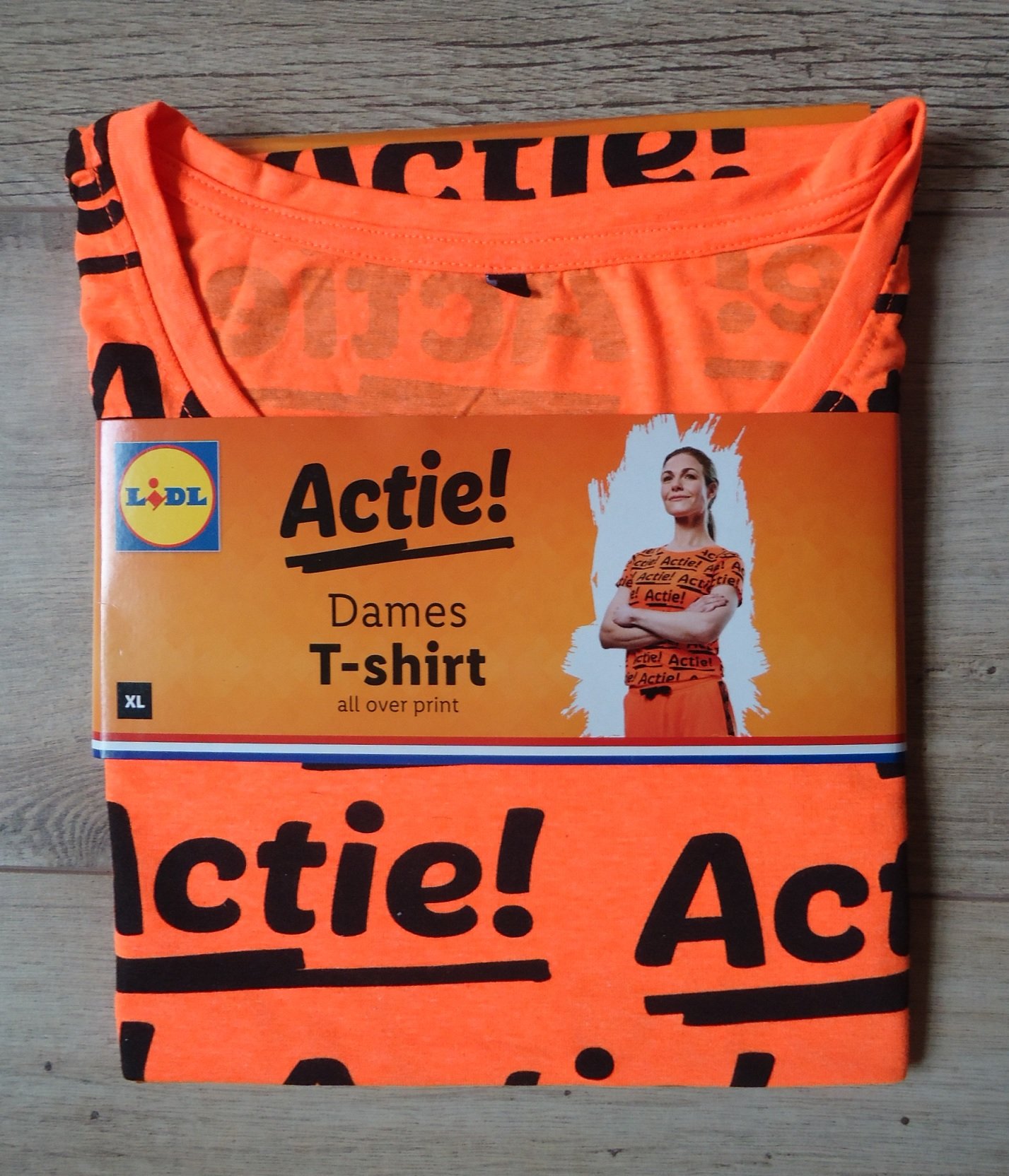 Nieuw oranje dames T-shirt met all over print (maat: XL). - Afbeelding 2