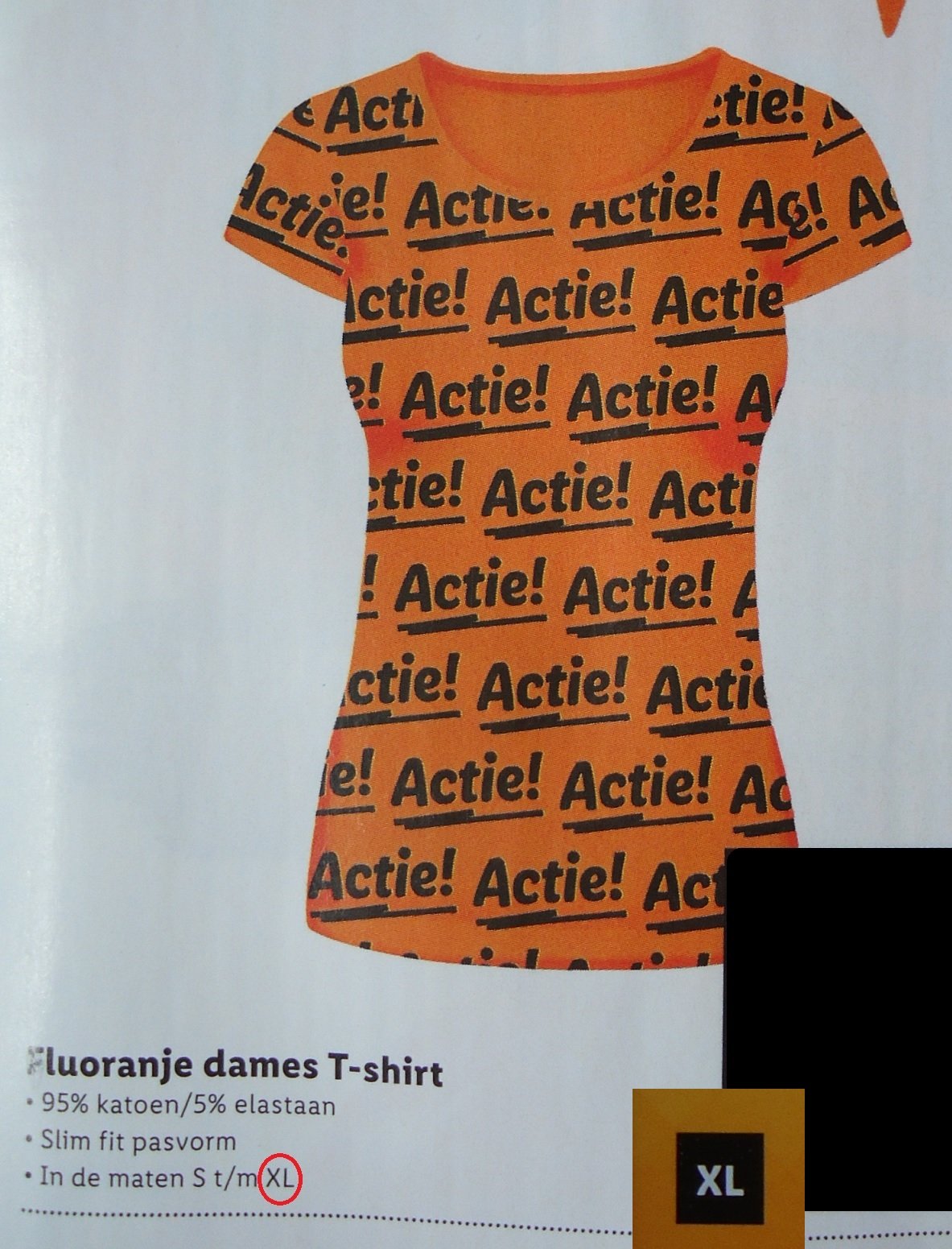 Nieuw oranje dames T-shirt met all over print (maat: XL). - Afbeelding 3