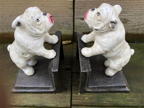 Boekensteunenset gietijzer met bull terriër honden-hond - 1