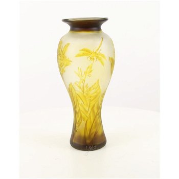 EEN CAMEO GLAS -VAAS--DRAGONFLY-BALUSTER- - 1