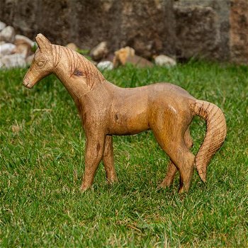 Figuur paard, houtfiguur - dierenfiguren,decoratie- 32 cm - 2