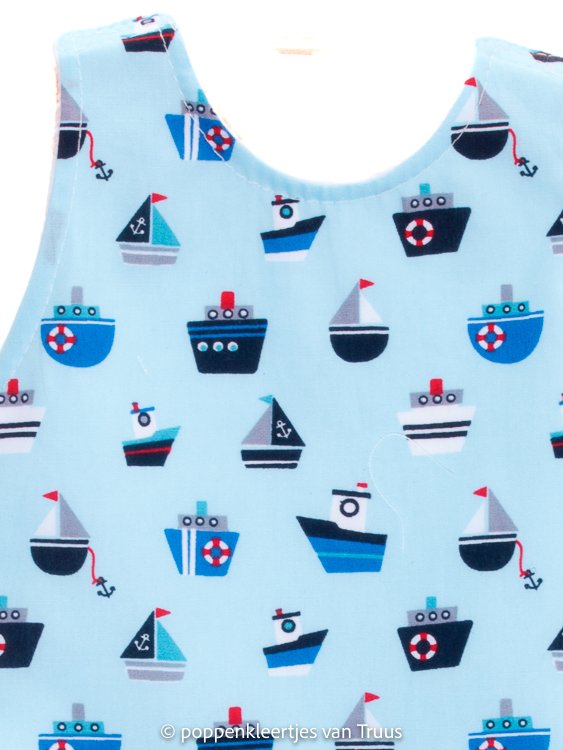Paola Reina 34 cm Jongens slaapzak blauw/scheepjes - Afbeelding 2