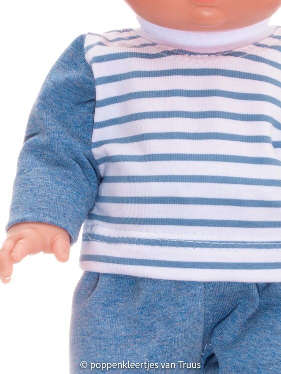 Paola Reina 34 cm Jongens pyjama blauw/streep - Afbeelding 2