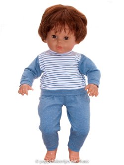 Zapf pop 60 cm Jongens pyjama blauw/streep