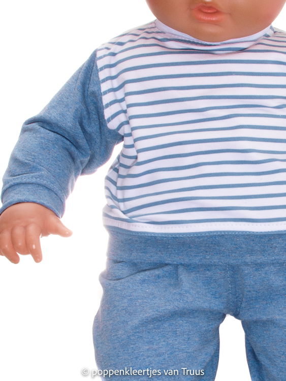 Zapf pop 60 cm Jongens pyjama blauw/streep - Afbeelding 2