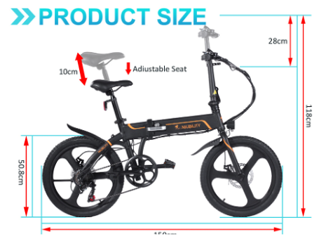 NIUBILITY B20 Electric Moped Folding Bike 20 inch 6-Speed - 7