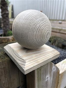 Paal kap hout bescherming met houten bol-afdek kap - 0