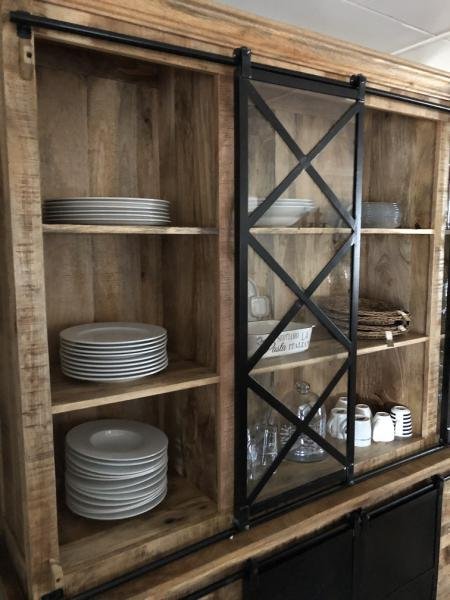 industriële wandkast, koloniaal hout-TOPSTUK-kast - Afbeelding 5