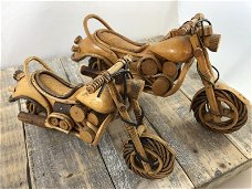 Set handgemaakte houten motoren-lowriders-motor-kado