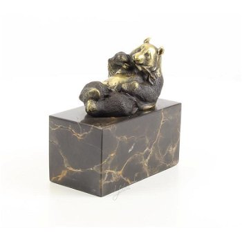 brons beeld sculptuur van een etende panda-panda - 0