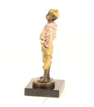 Een bronzen beeld- fluitende jongen-jongen-brons-beeld - 2
