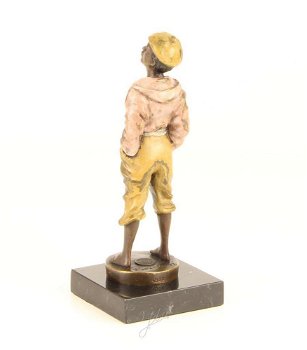 Een bronzen beeld- fluitende jongen-jongen-brons-beeld - 3