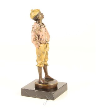 Een bronzen beeld- fluitende jongen-jongen-brons-beeld - 6