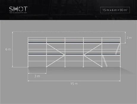 Steiger type Bosta Staal 90m2 platformen 3m Facade - 0