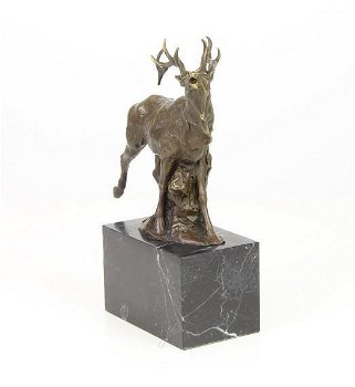 Een bronzen beeld van een hert -beeld-brons - 1