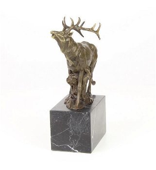 Een bronzen beeld van een hert -beeld-brons - 2