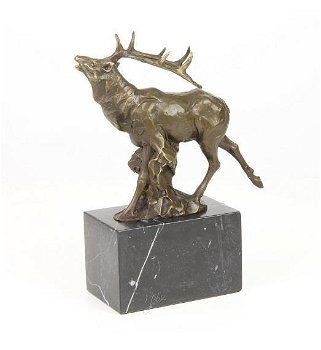 Een bronzen beeld van een hert -beeld-brons - 3