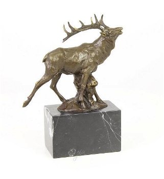 Een bronzen beeld van een hert -beeld-brons - 7
