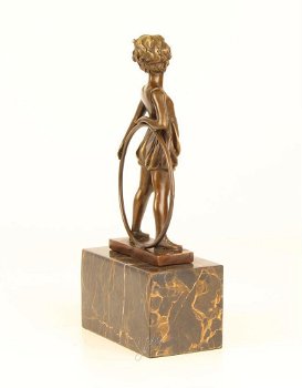 bronzen beeld van een hoelahoep meisje -sculptuur-brons - 5