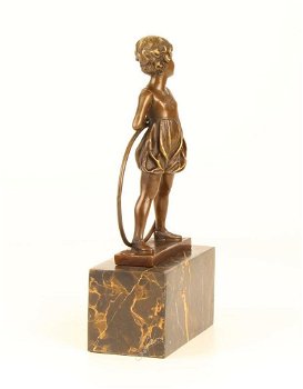 bronzen beeld van een hoelahoep meisje -sculptuur-brons - 6