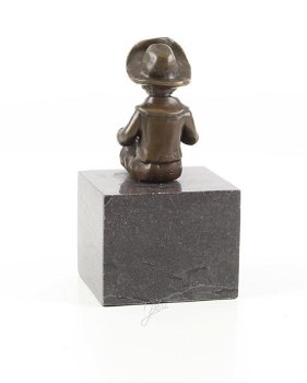 jongen -jongetje -brons beeld-sculptuur- zittend jongentje - 4
