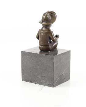 jongen -jongetje -brons beeld-sculptuur- zittend jongentje - 5