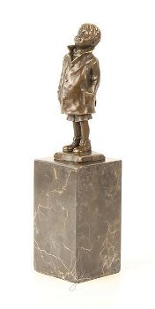 Een bronzen beeld- kleine jongen-brons -beeld-kado-deco - 1