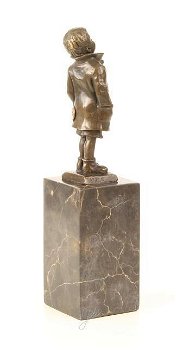 Een bronzen beeld- kleine jongen-brons -beeld-kado-deco - 5