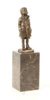 Een bronzen beeld- kleine jongen-brons -beeld-kado-deco - 7