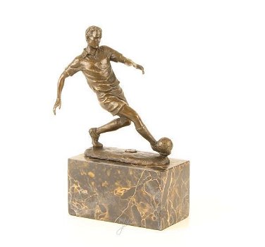 voetbal-voetballer-bronzen beeld voetbal speler - 0