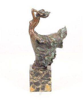 bronzen beel vrouw met een wervelende jurk-brons-deco - 4