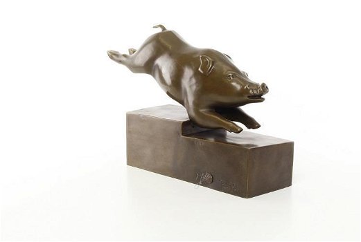 zwijn- bronzen beeld- van een zwijn, art deco stijl - 1