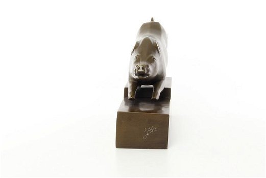 zwijn- bronzen beeld- van een zwijn, art deco stijl - 2