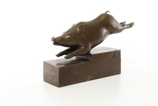 zwijn- bronzen beeld- van een zwijn, art deco stijl - 3